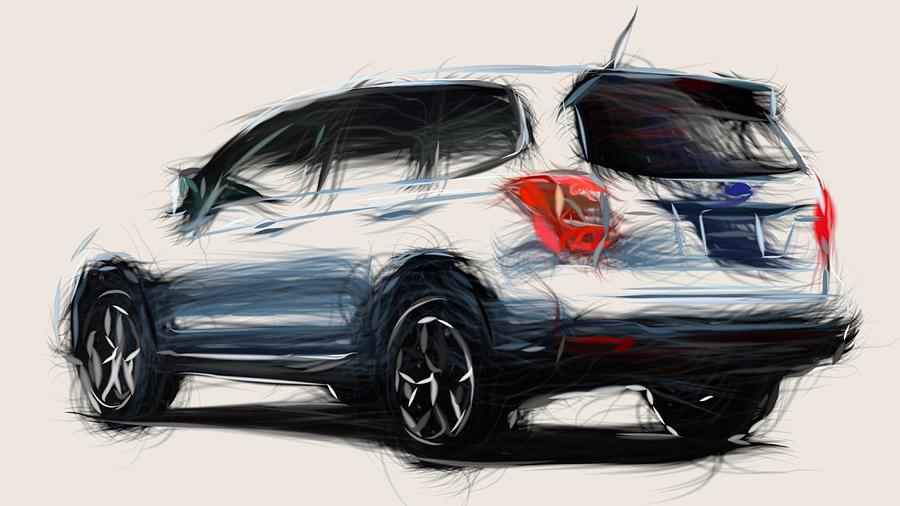 Subaru Forester XT Draw #4 Digital Art by CarsToon Concept