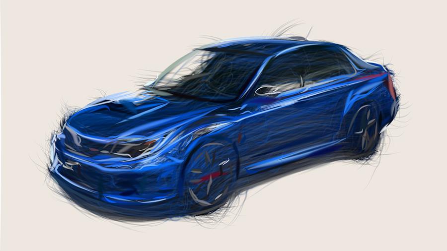 Subaru Impreza WRX STI S206 Draw #4 Digital Art by CarsToon Concept