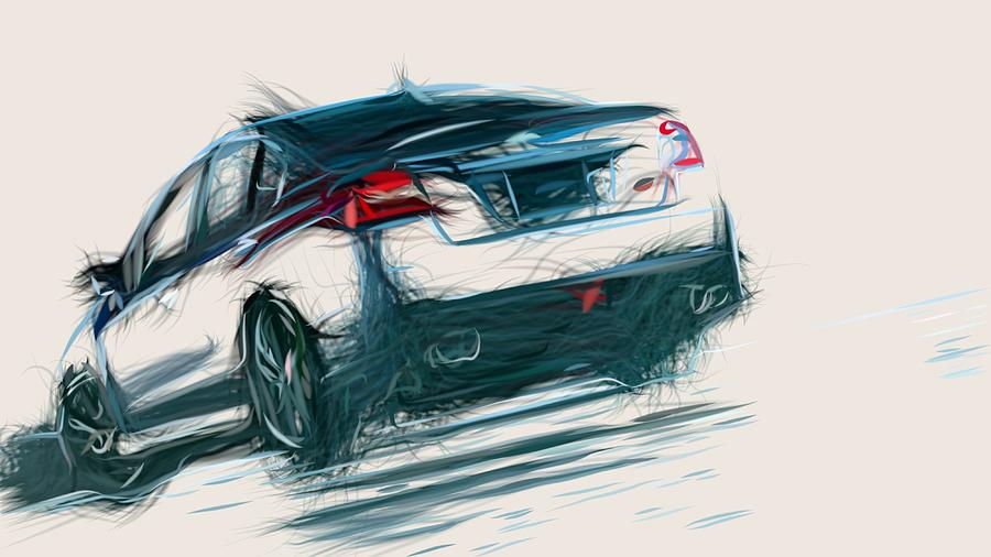 Subaru WRX STI Drawing #4 Digital Art by CarsToon Concept