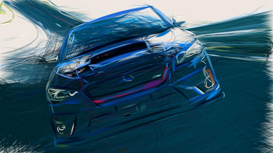 Subaru WRX STI S207 Draw #4 Digital Art by CarsToon Concept