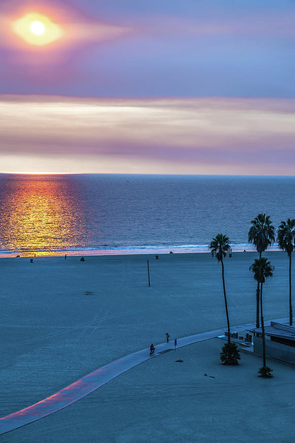 Sunset At Santa Monica Beach And Pier #3 Photograph by Alex Grichenko