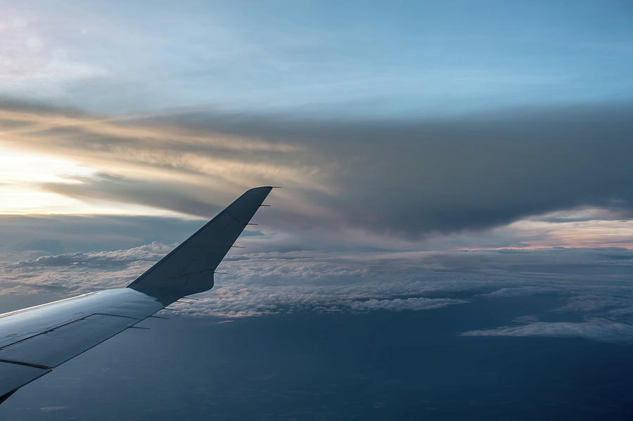 Sunset view from airplane window #3 Photograph by Alex Grichenko