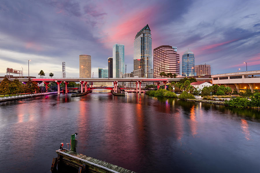 Landscape Photograph - Tampa, Florida, Usa Downtown City #3 by Sean Pavone
