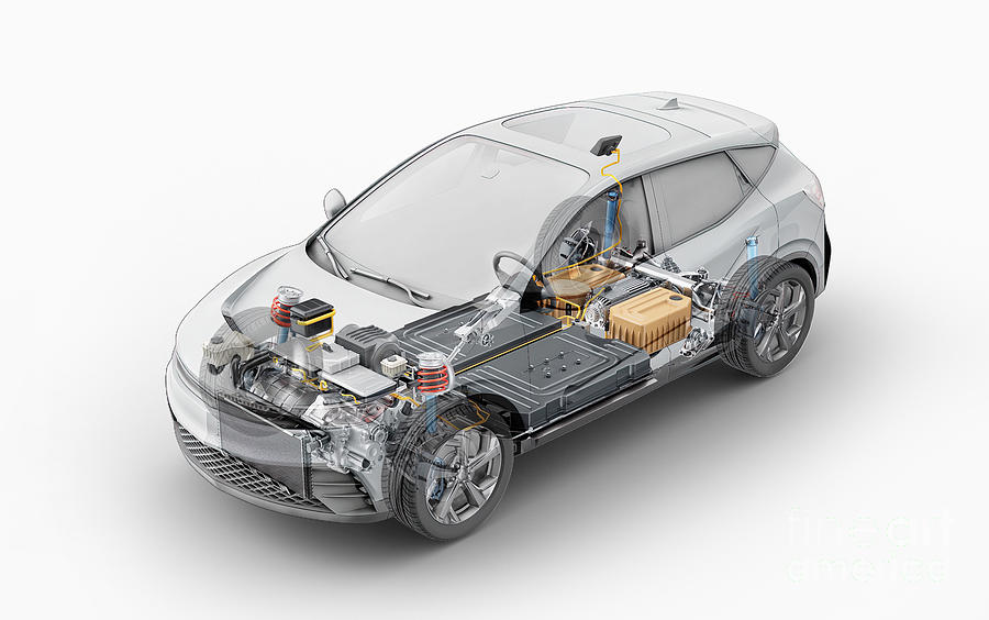 Technical Drawing Of Electric Car Photograph By Leonello Calvettiscience Photo Library Fine 1996