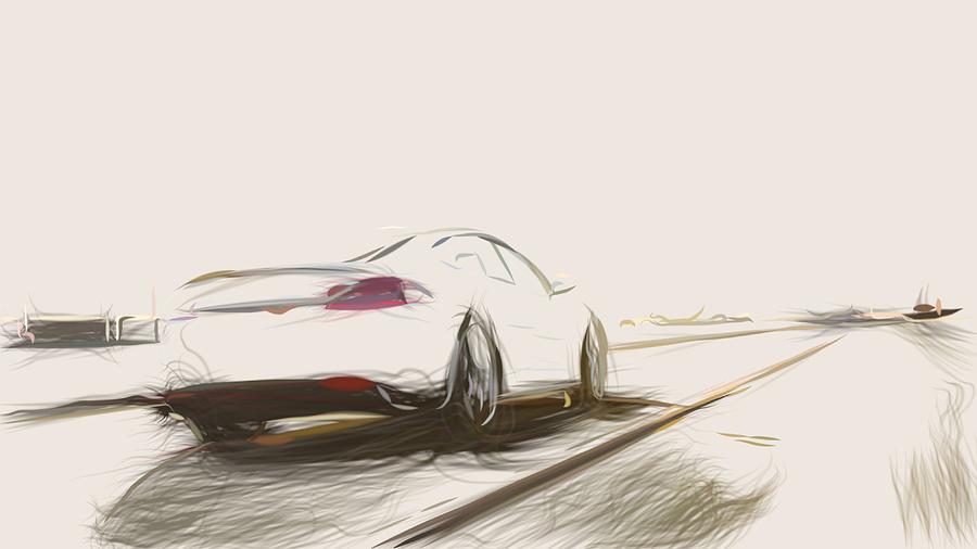Tesla Model S P100D Drawing #4 Digital Art by CarsToon Concept