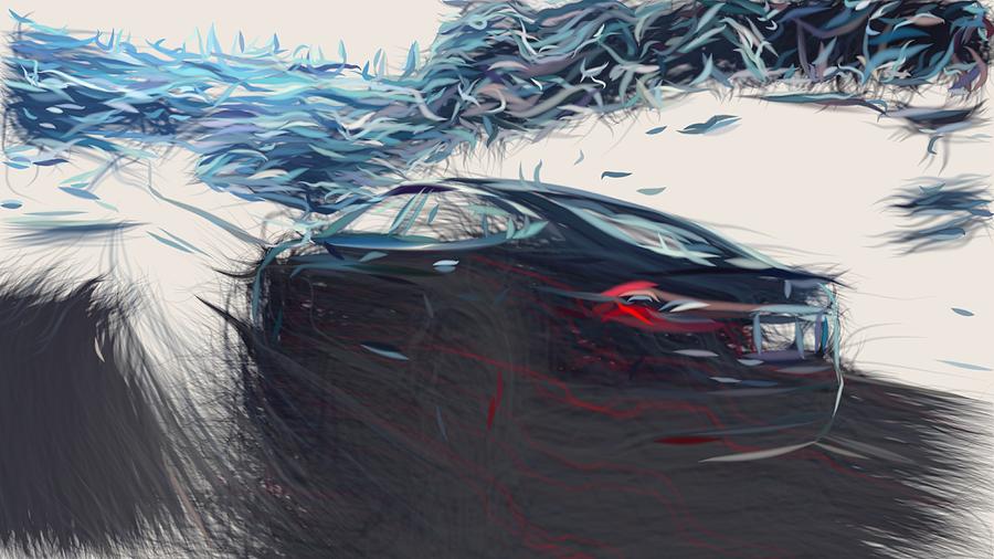 Tesla Model S P85D Draw #3 Digital Art by CarsToon Concept