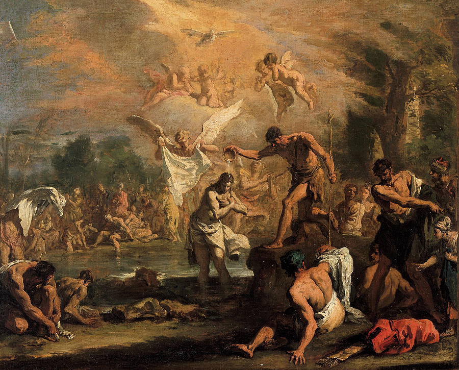 The Baptism of Christ  #3 Painting by Sebastiano Ricci
