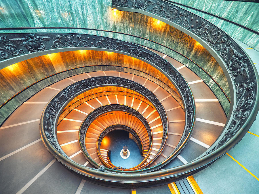 Abstract Photograph - The Bramante Staircase Is A Double #3 by Daniel Chetroni