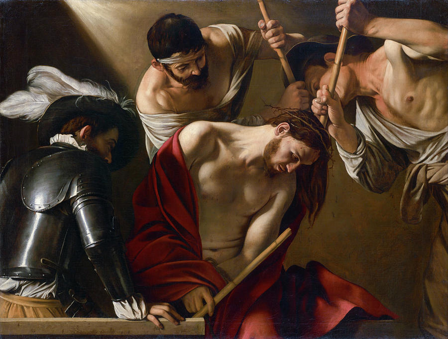 Caravaggio Painting - The Crowning with Thorns #3 by Caravaggio