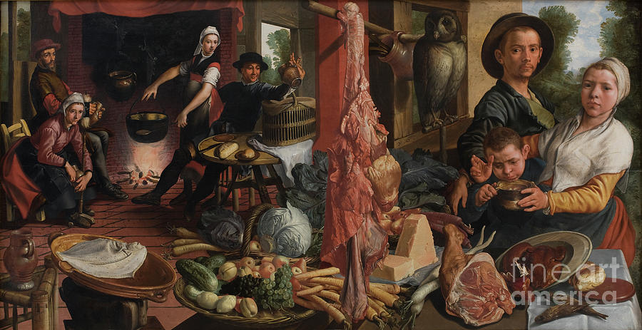 The Fat Kitchen An Allegory Painting by Pieter Aertsen