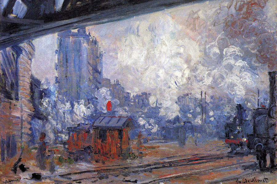 The Gare Saint-Lazare #3 Painting by Claude Monet