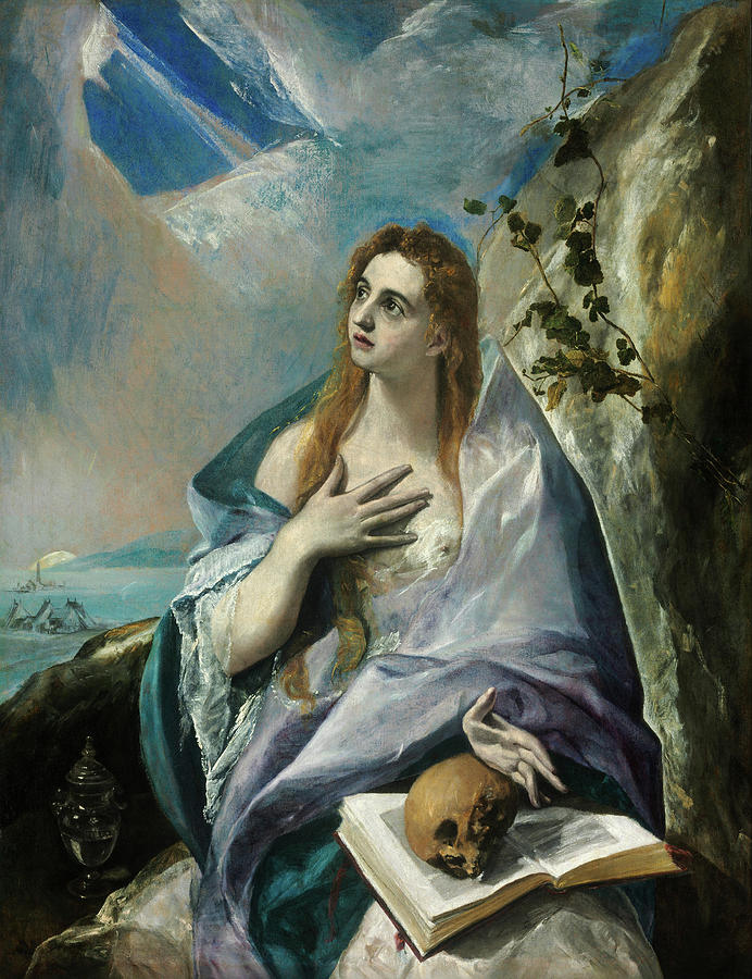 El Greco Painting - The Penitent Mary Magdalene #3 by El Greco