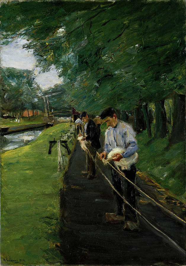 The Ropewalk in Edam. #3 Painting by Max Liebermann