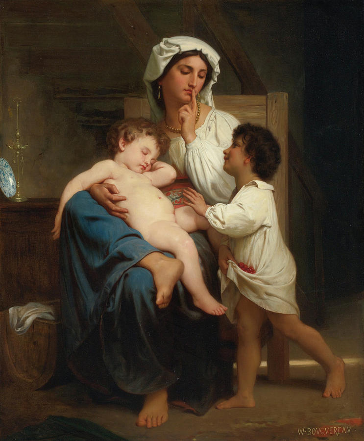William Adolphe Bouguereau Painting - The sleep #3 by William-Adolphe Bouguereau