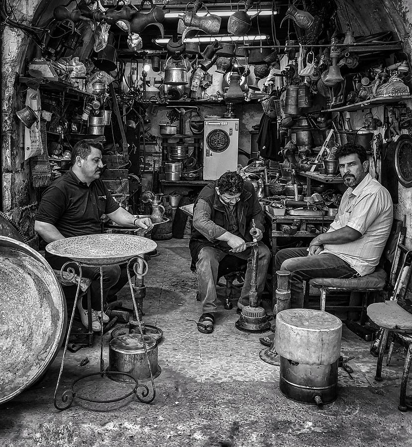 Market Photograph - The Traditional Coppersmith Profession In The City Of Mosul #3 by Bashar Alsofey