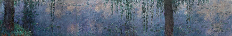 Claude Monet Painting - The Water Lilies - Morning with Willows #3 by Claude Monet