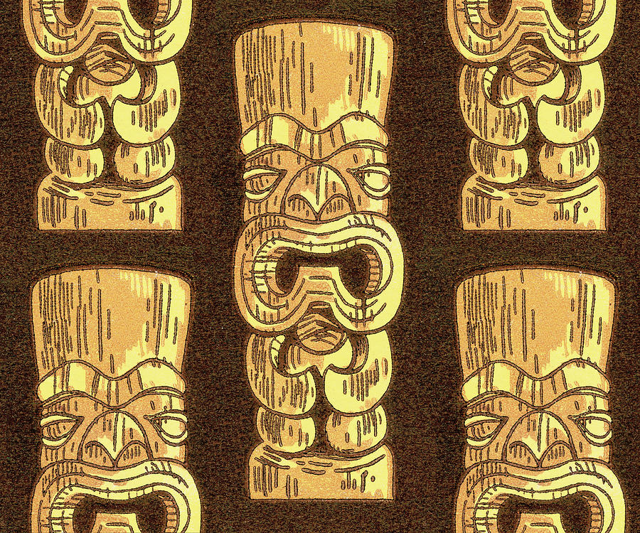 Vintage Drawing - Tiki totem #3 by CSA Images