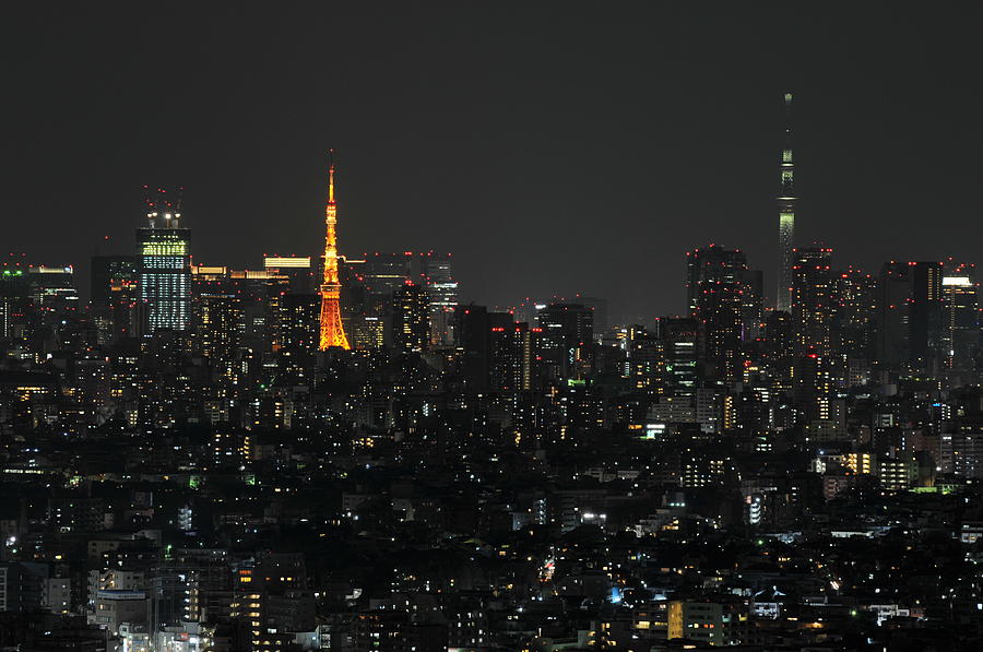 Tokyo Tower And Tokyo Skytree #3 Photograph by Masakazu Ejiri