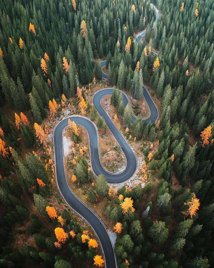 Nature Photograph - Top Aerial View Of Famous Snake Road #3 by Ivan Kmit