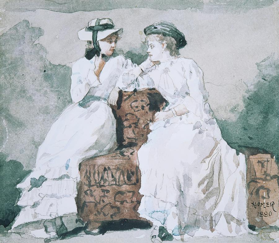 Winslow Homer Painting - Two Ladies by Winslow Homer