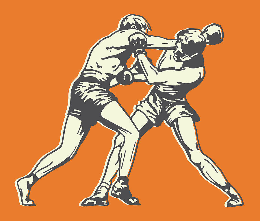Sports Drawing - Two Men Boxing #3 by CSA Images