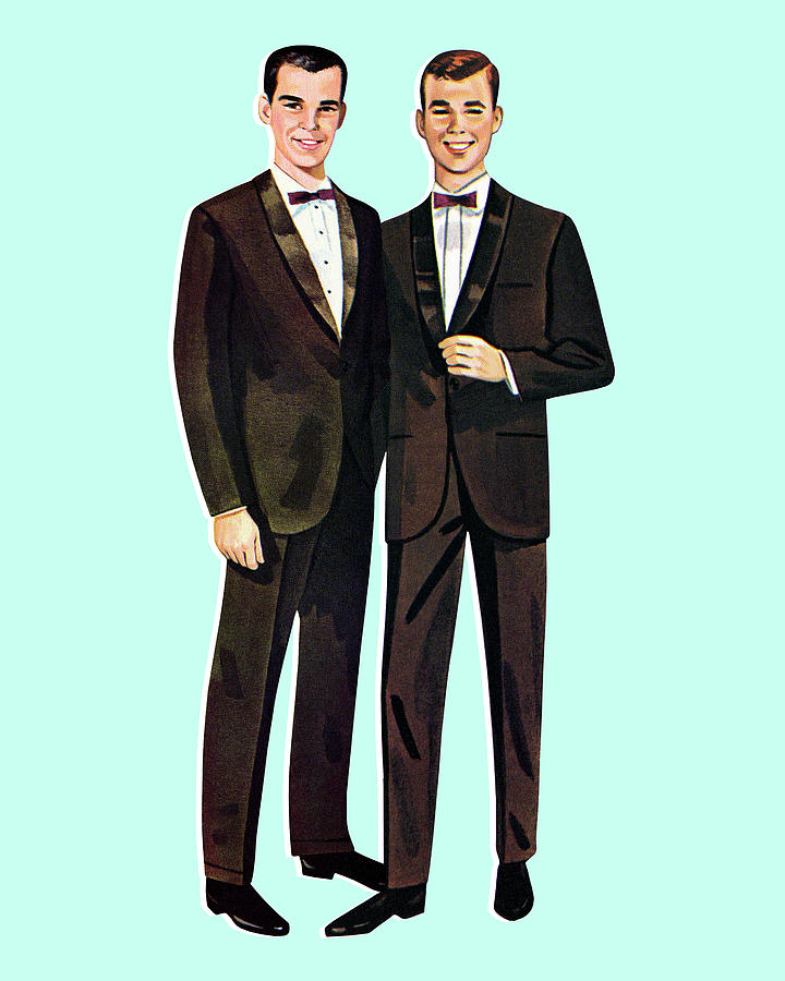Vintage Drawing - Two Paper Doll Men #3 by CSA Images