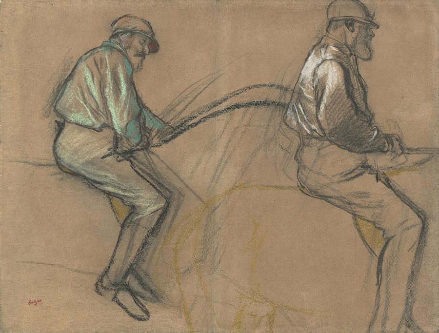 Two Studies Of A Jockey Drawing by Edgar Degas Two Studies Of A Jockey Drawing by Edgar Degas
