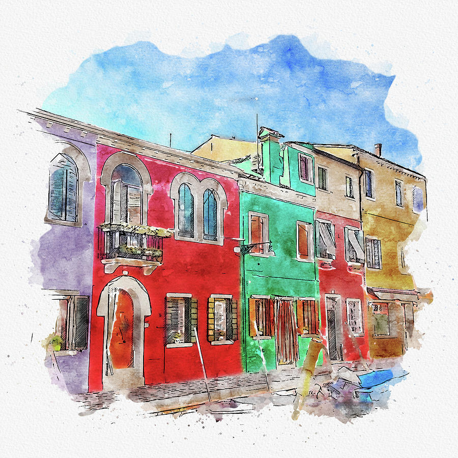 Venice #watercolor #sketch #venice #italy #3 Digital Art by TintoDesigns