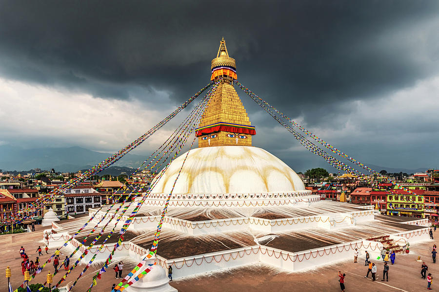 View of Bodhnath stupa, one from the best buddhist stupas on the #3 Photograph by Marek Poplawski