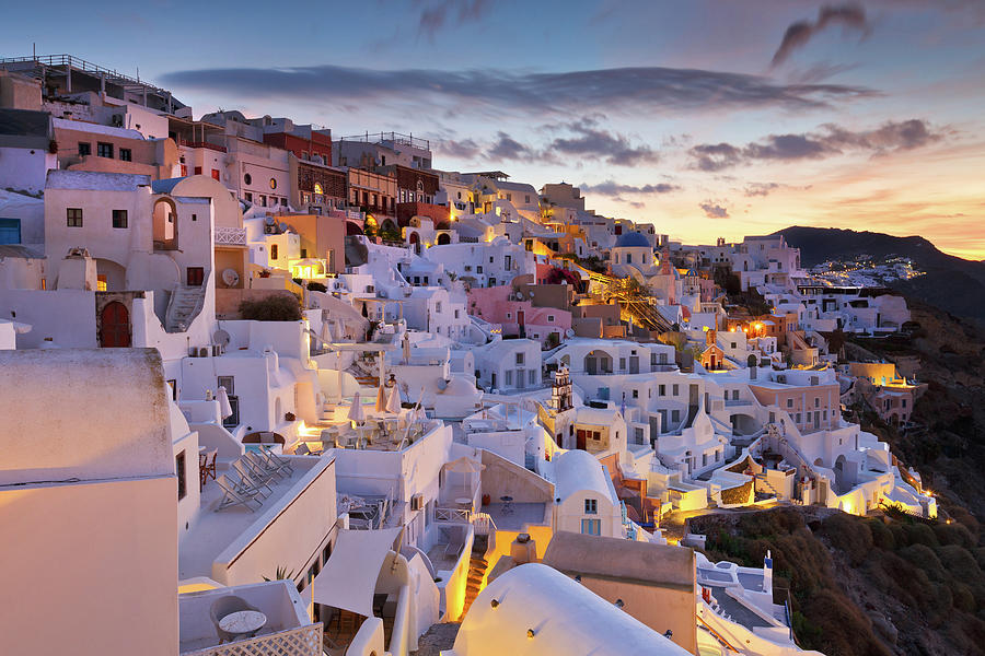 Greek Photograph - View Of Oia Village On Santorini Island In Greece. #3 by Cavan Images