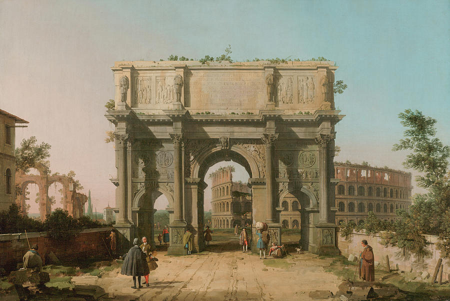 Canaletto Painting - View of the Arch of Constantine with the Colosseum #3 by Canaletto