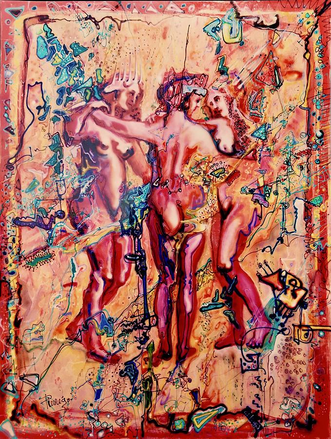 3 Virgins - Rubens, airbrush 1990 Painting by Pierre Dijk