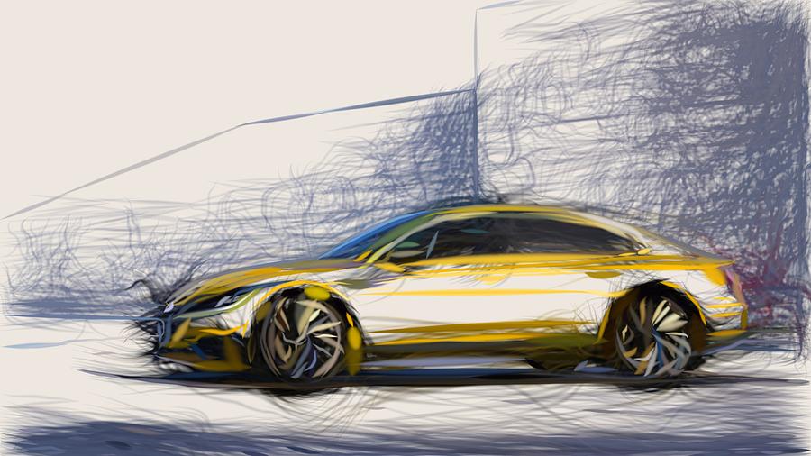 Volkswagen Arteon Drawing #4 Digital Art by CarsToon Concept