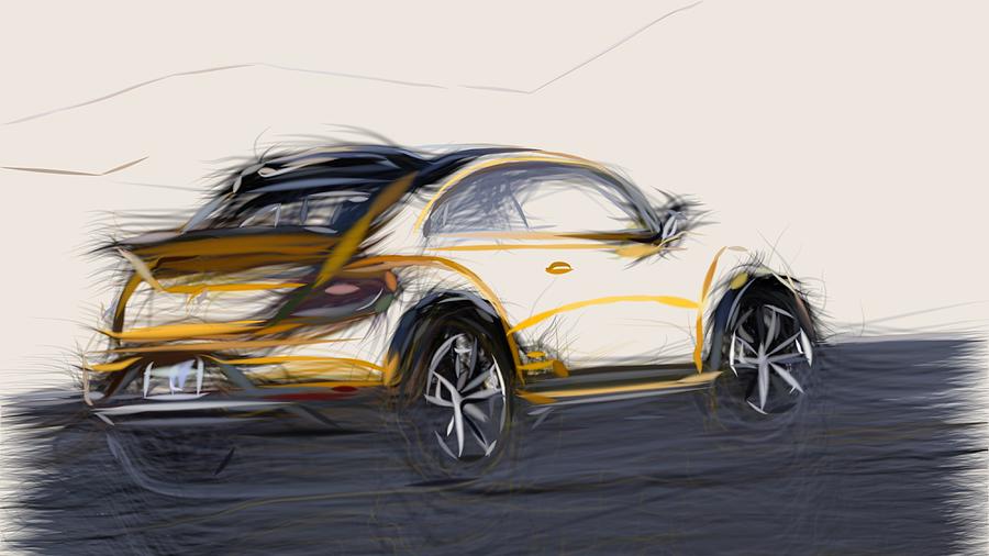 Volkswagen Beetle Dune Drawing #4 Digital Art by CarsToon Concept
