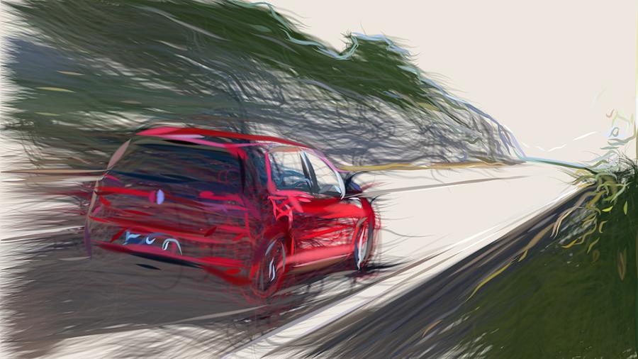 Volkswagen Golf GTD Drawing #4 Digital Art by CarsToon Concept