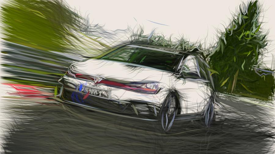 Volkswagen Golf GTI Clubsport S Drawing #4 Digital Art by CarsToon Concept