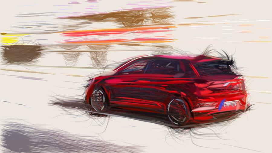 Volkswagen Polo GTI Drawing #4 Digital Art by CarsToon Concept