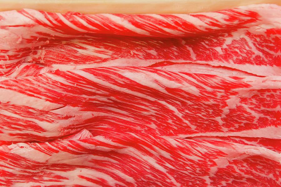 Wafer-thin Sliced Wagyu Beef close-up #3 Photograph by Schindler, Martina