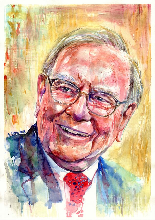 Omaha Painting - Warren Buffett portrait by Suzann Sines