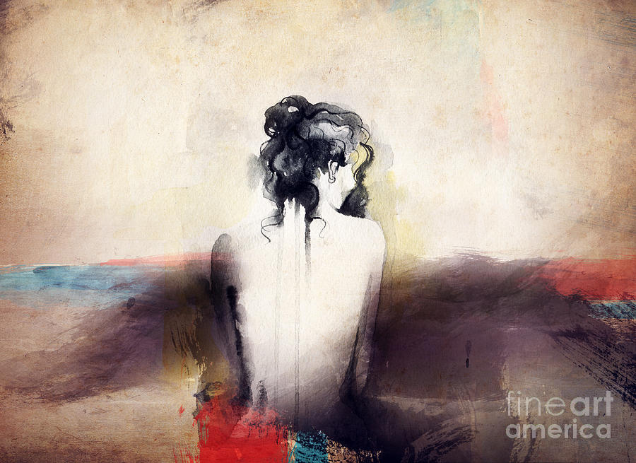 Woman Portrait Abstract Watercolor Digital Art By Anna Ismagilova