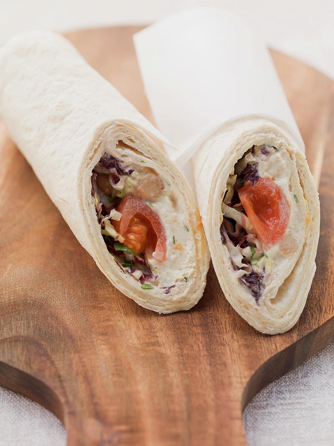 Wraps Filled With Houmous And Tomatoes #3 Photograph by Eising Studio - Food Photo & Video