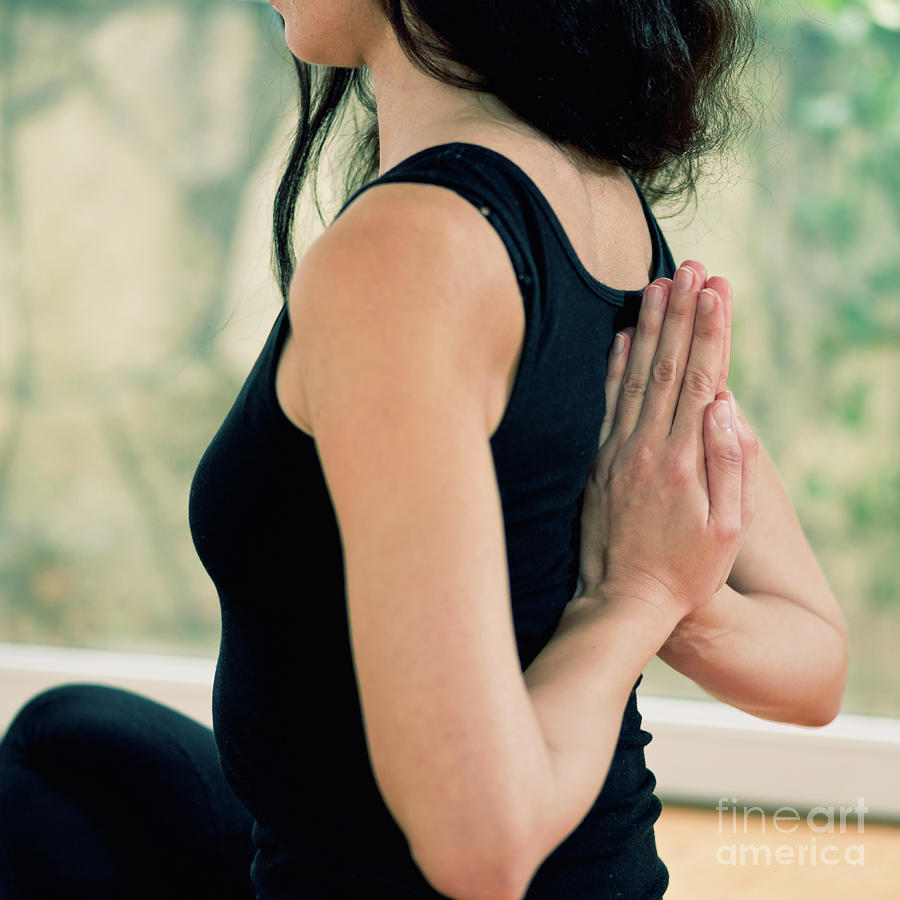 Yoga Reverse Prayer Position #3 by Microgen Images/science Photo Library