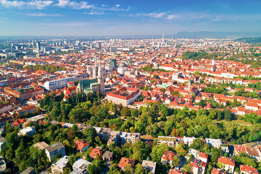 Zagreb historic city center aerial view #3 Photograph by Brch Photography