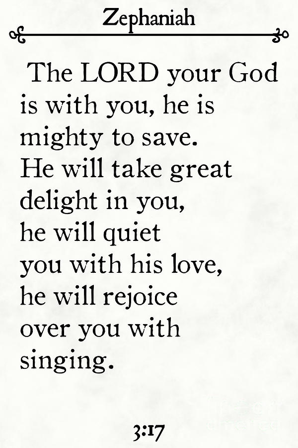 Zephaniah 3 17- Inspirational Quotes Wall Art Collection Painting by Mark Lawrence