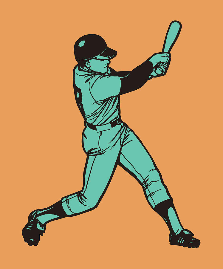 Baseball Player Hitting Drawing by CSA Images - Fine Art America