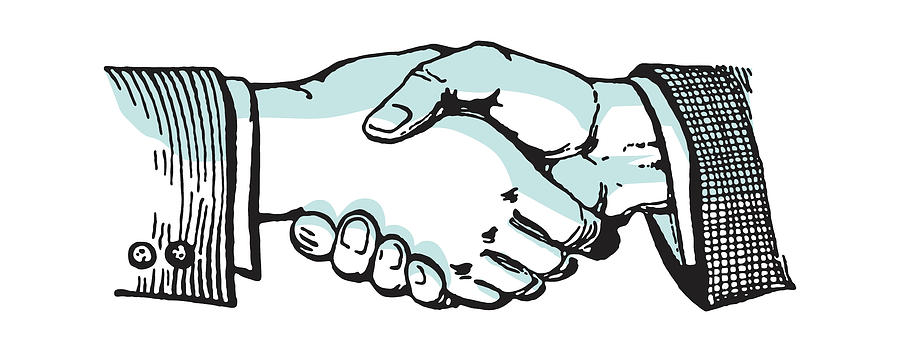 Vintage Drawing - Handshake #30 by CSA Images