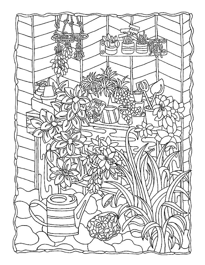 Flower Drawing - 30 Hanging Herbs by Kathy G. Ahrens