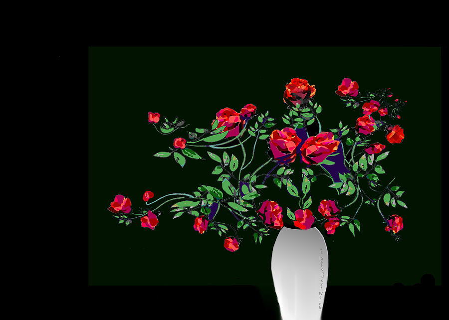 3040 Red  Roses  Digital Art by Irmgard Schoendorf Welch