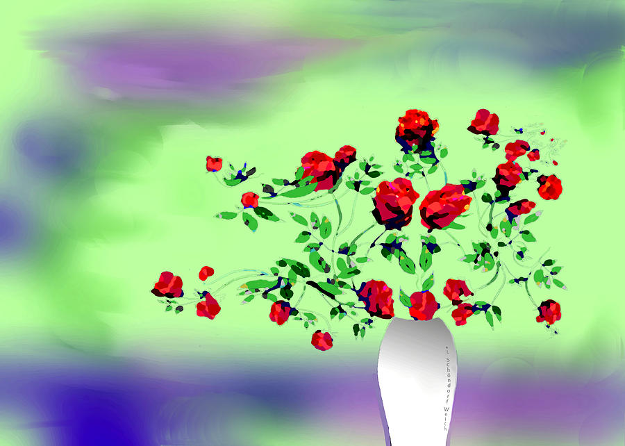3042 Red Roses  Digital Art by Irmgard Schoendorf Welch