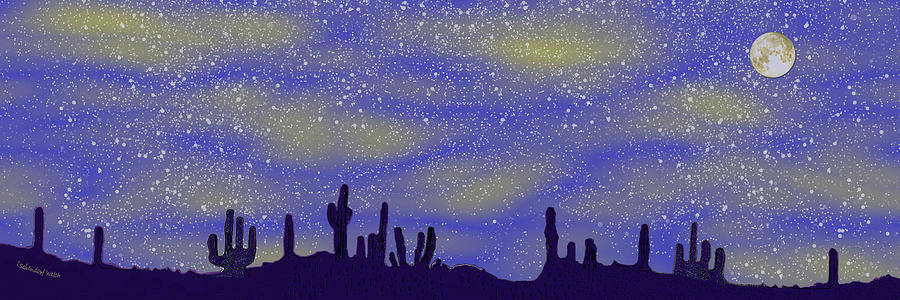3044 The  Desert Starry Sky with moon Digital Art by Irmgard Schoendorf Welch